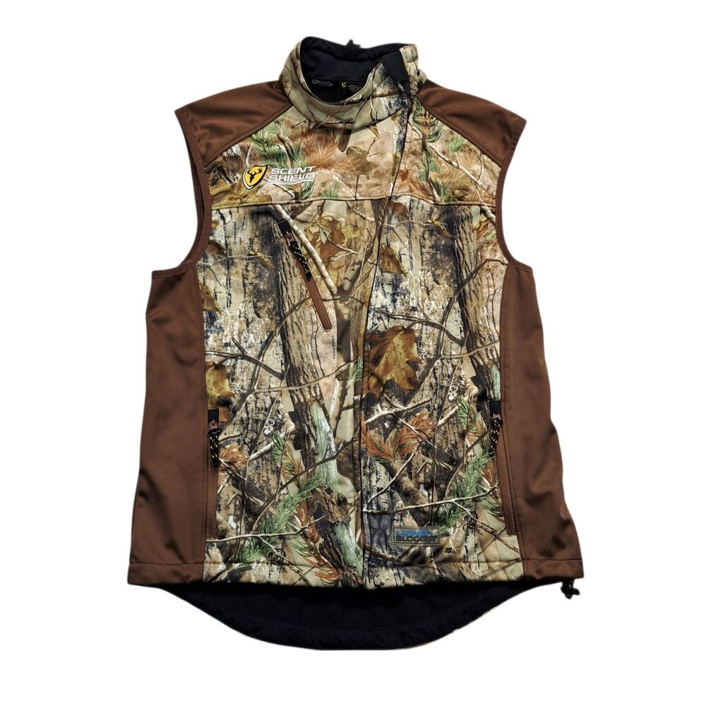 Scent Shield Wind Blocker Vest Mens L Realtree Bone Collector Camo System Layer